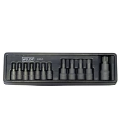 Welzh Werkzeug Tamper Torx T-Star Bit Socket Set, 12-Piece, S2 Steel, T8H-T60H