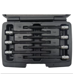 Welzh Werkzeug Torx T-Star Bit Socket Set ,Ball Ended, 1/4″Drive, 7-Piece ,130mm, S2 Steel, T10-T40
