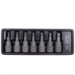 Welzh Werkzeug Ball End Hex Bit Socket Set, 3/8″Drive, 7-Piece, S2 Steel, HB3-HB10