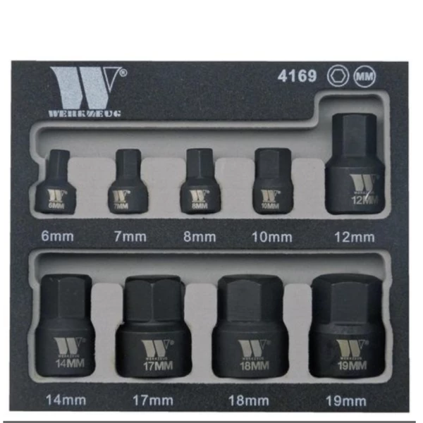 Welzh Werkzeug Impact Hex Bit Socket Set, Low Profile, Stubby, 9-Piece, H6-H19 3 Welzh Werkzeug Impact Hex Bit Socket Set, Low Profile, Stubby, 9-Piece, H6-H19
