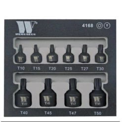 Welzh Werkzeug Impact Torx T-Star Bit Socket Set, Low Profile, Stubby, 10-Piece, T10-T50
