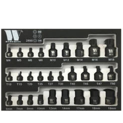 Welzh Werkzeug Master Impact Bit Socket Set, Low Profile, Stubby, Torx, Hex & Spline, 28-Piece