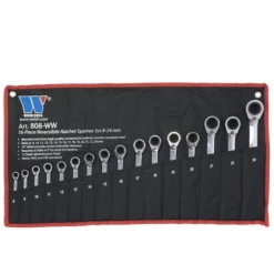 Welzh Werkzeug Reversible Ratchet Spanner Set 16-Piece, 72-Tooth, 8-24mm
