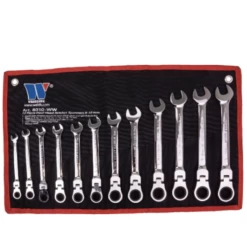 Welzh Werkzeug Flexi-Head Ratchet Spanner Set 12-Piece, 8-19mm