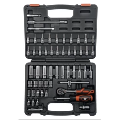 Welzh Werkzeug 1/4″ Socket Tool Kit 57-Piece, Deep & Shallow, Chrome, 6-Point