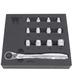 Welzh Werkzeug 3/8″ Socket Tool Kit Super Slim Series 8-19mm
